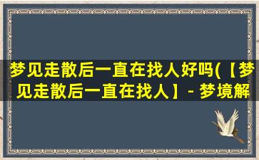 梦见走散后一直在找人好吗(【梦见走散后一直在找人】- 梦境解析与心理学启示)